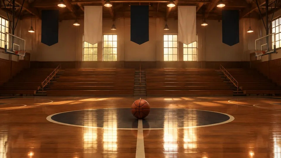 Generic college basketball court artwork