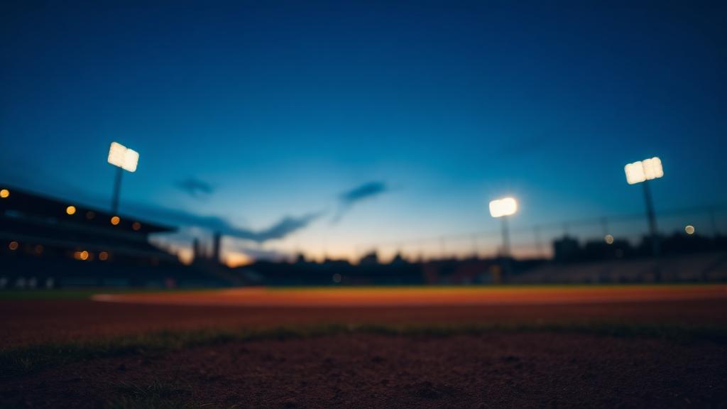 Ballpark infield at dusk