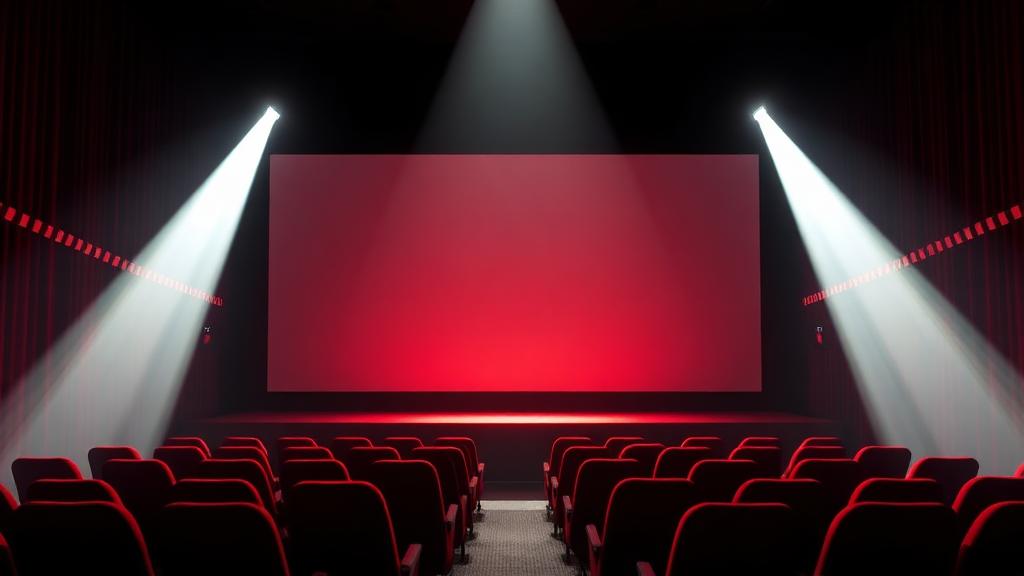 Projector beams on a cinema screen