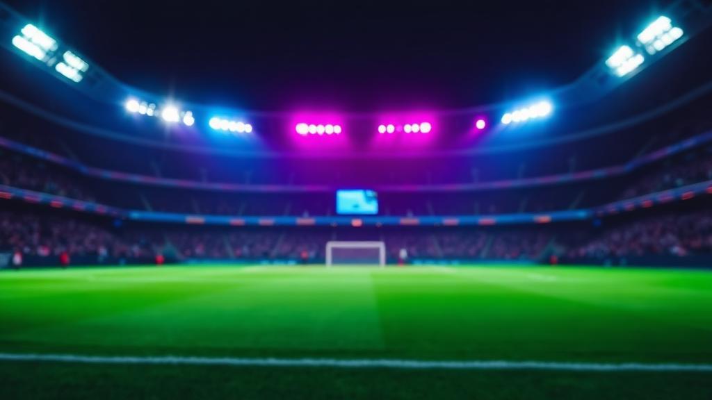Floodlit soccer pitch at night